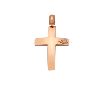Gold cross in 14K with a gem