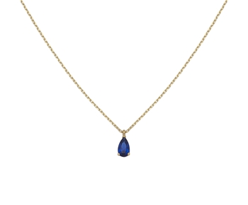 Gold fashion necklace with blue gem in 14K 