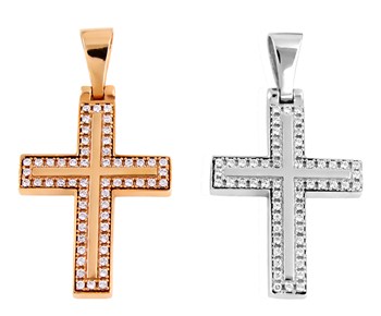 Gold cross in K14 with stones