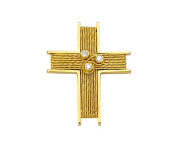 Gold handmade cross with precious stones in 18Κ
					