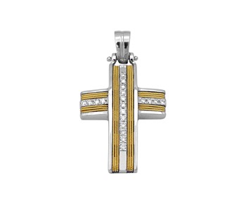 Gold handmade cross with precious stones in 18Κ
					