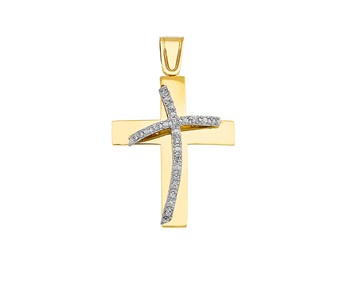 Gold cross in 14Κ with stones
										