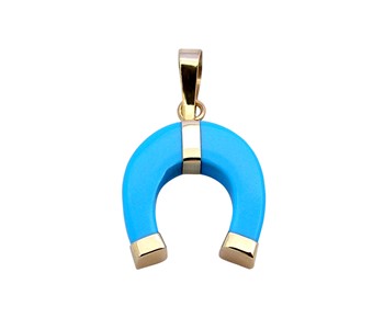 Gold fashion pendant  with turqoise paste in 14K
										