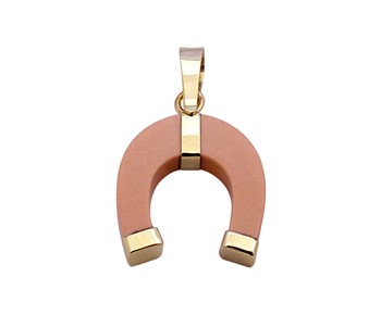 Gold fashion pendant  with pink paste in 14K
					