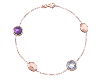 Gold handmade bracelet with stones 14K
										
