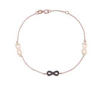 Gold bracelet infinity with stones 14Κ
					