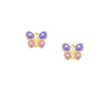 Gold children earrings with smalto in 14K
					