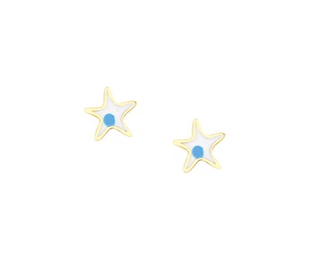 Gold children earrings with smalto in 14K
										