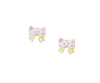 Gold children earrings with smalto in 14K
					