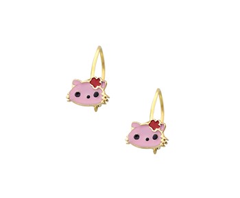 Gold children earrings with smalto in 14K
										