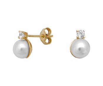 Gold earrings in 14K with stones and pearls
										