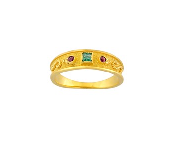 Gold handmade ring with stones 14K
					