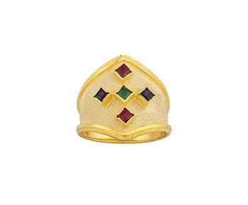 Gold handmade ring with stones 14K
										