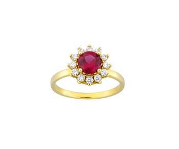 Gold ring with stones 14K
					