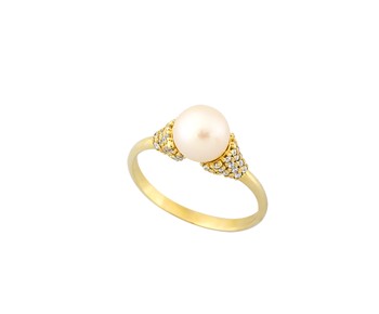 Gold ring with stones and smalto 14K
					