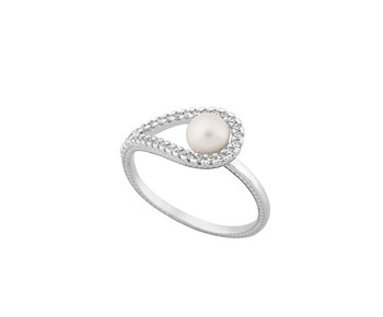 Gold ring with stones and pearl 14K
										