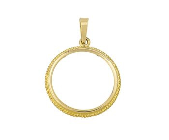 Gold fancy coin pendant in 14K