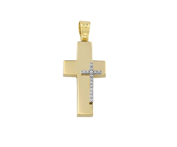 Gold cross in 14K with gems