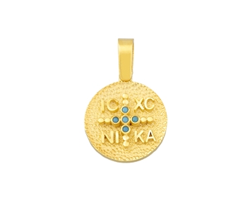 Gold fashion pendant with gems in 14K