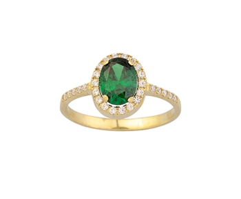 Gold ring in 14K wirh gems