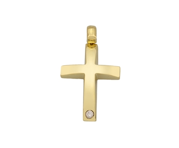 Gold cross in 14K with a gem