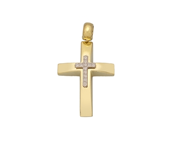 Gold cross in 14K with gems