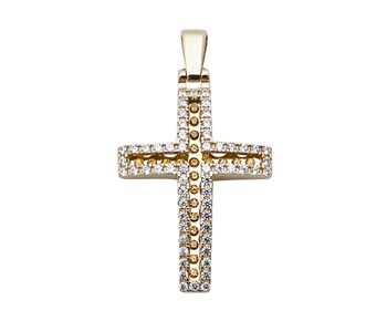 Gold cross in K14 with stones