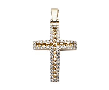 Gold cross in K14 with stones