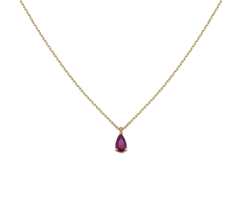 Gold fashion necklace with red gem in 14K 
