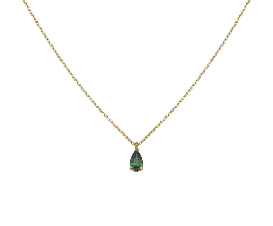 Jewel Gold fashion necklace with green gem in 14K Sigma Oro by Stamatakis