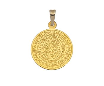 Gold pendant disk of Phaistos in 14K 
