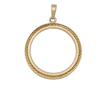 Gold pendant case for gold coin pound in 14K 