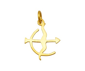 Gold horoscope pendant sagittarius  in K14
					